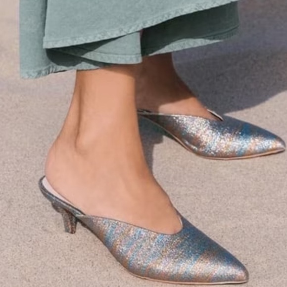 Loeffler Randall Shoes - Loeffler Randall Juno Mule Rainbow Glitter Metallic Multi Color Kitten Heels 8.5